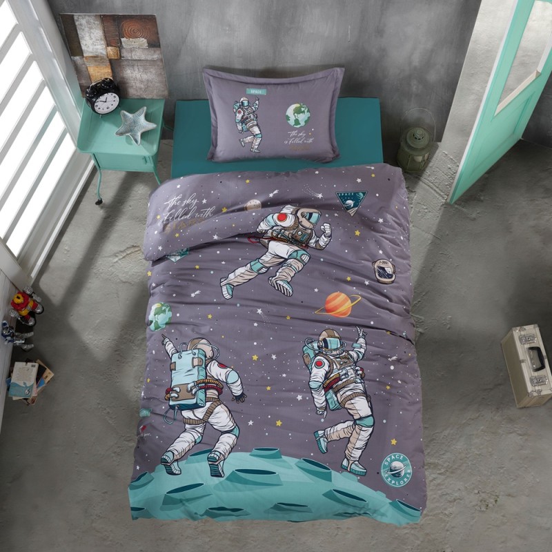 Lenjerie de pat ranforce 100% bumbac – o persoană (Space)